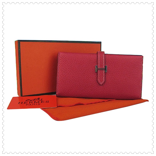 Hermes Bearn Gusset Wallet Red